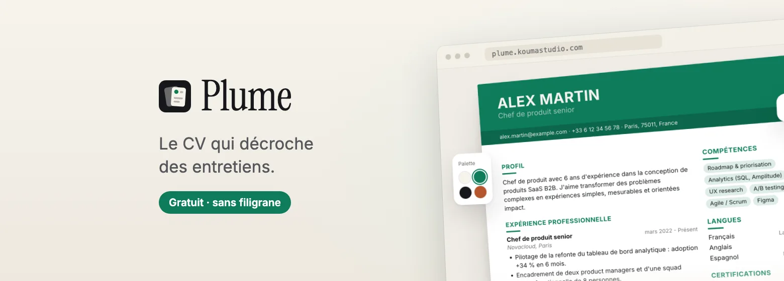 Aperçu du projet Plume